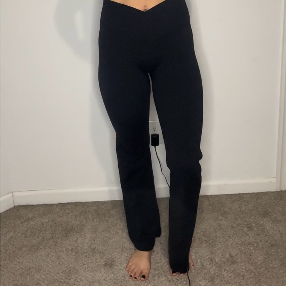 Black High-Waisted Flare Leggings